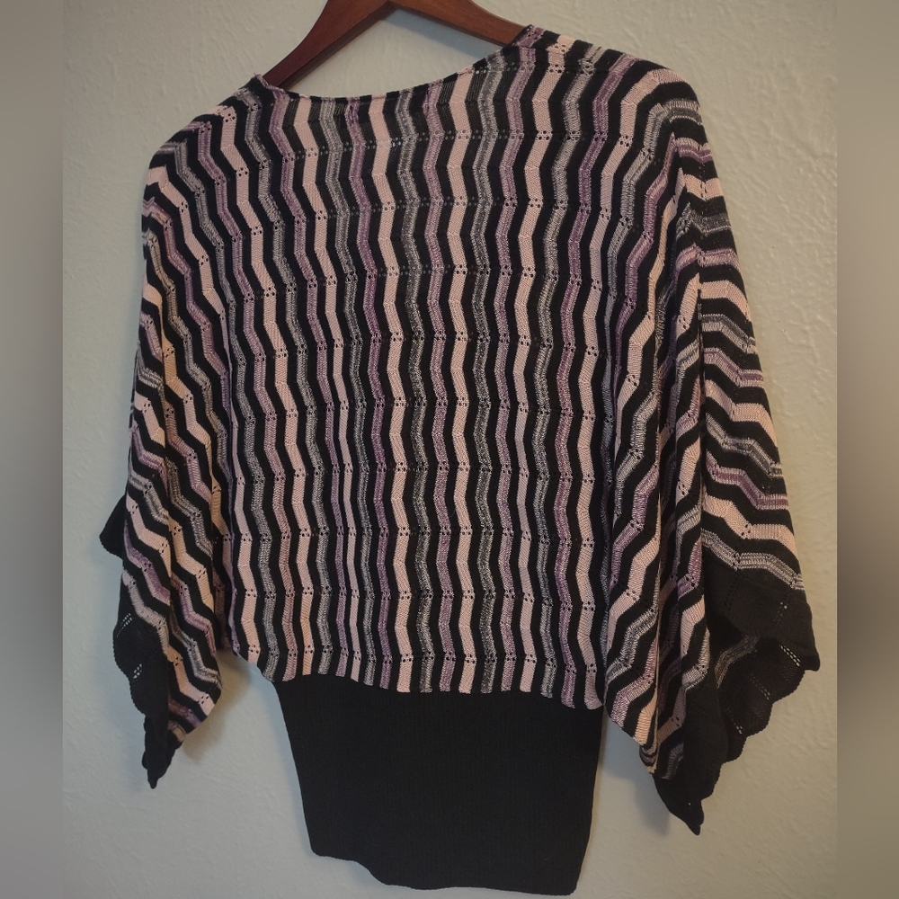 Y2K Rampage Clothing Co. Vintage 90s Zigzag Black Pink Sweater Top Size M - Picture 11 of 13